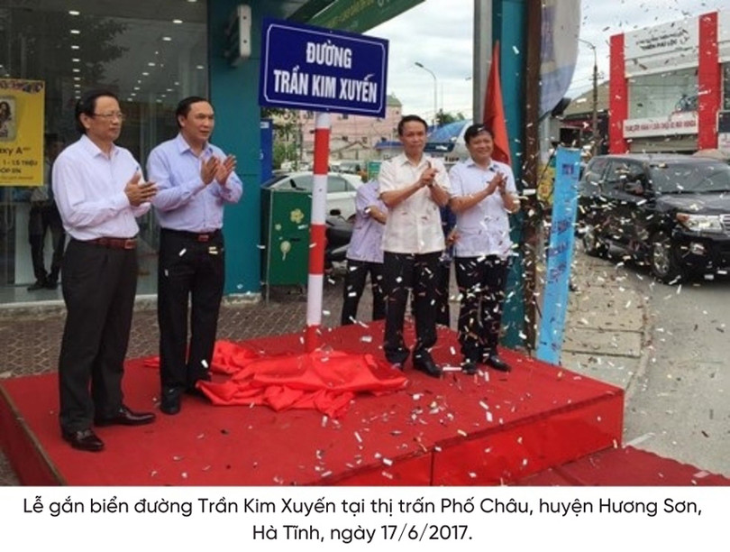 Tại Hương Sơn, con đường mang tên nhà báo Trần Kim Xuyến được gắn biển vào năm nào? 