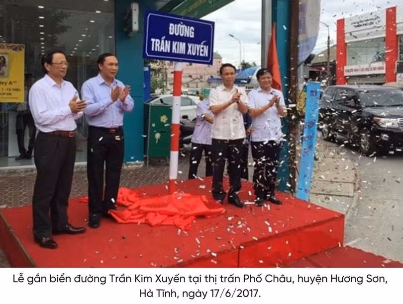 Tại Hương Sơn, con đường mang tên nhà báo Trần Kim Xuyến được gắn biển vào năm nào? 