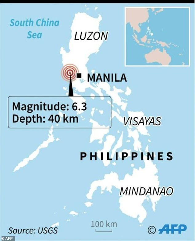 Cứu hộ Philippines làm việc xuyên đêm tìm kiếm hàng chục người nghi bị vùi lấp do động đất
