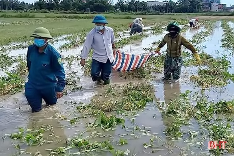 Huyện Lộc Hà gấp rút khắc phục hậu quả mưa lụt