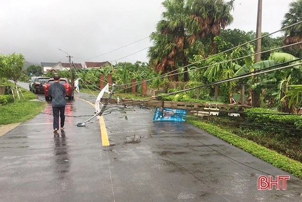 Mưa lớn kèm lốc xoáy khiến 21 hộ dân ở Thạch Hà bị tốc mái, gần 20 ha rau màu bị ngập