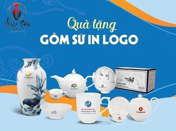 Vương Gốm chuyên sản xuất bộ ấm chén in logo giá rẻ tại Hà Nội