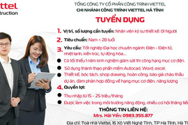 Chi nhánh Công trình Viettel Hà Tĩnh tuyển nhân viên