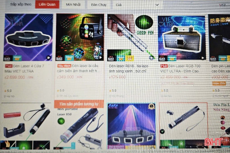 Đèn tia laser ngày càng được bày bán tràn lan trên mạng xã hội. bqbht_br_mat-5a.jpg