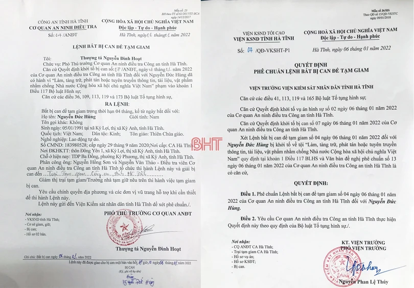 Hà Tĩnh: Bắt tạm giam bị can tuyên truyền chống phá Nhà nước