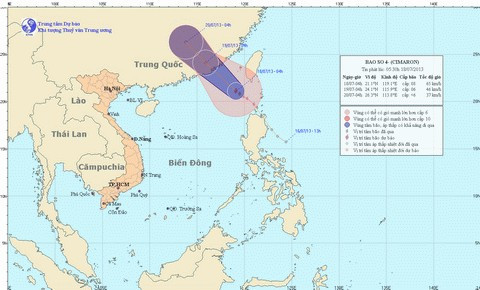 Bão Cimaron không vào Việt Nam mà hướng về đất liền Trung Quốc