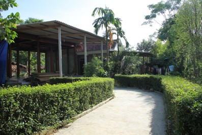 Hệ thống hàng rào bằng cây xanh tại các vườn hộ gia đình ở Hương Trà (Hương Khê) vừa đảm bảo cảnh quan môi trường vừa thích ứng với vùng lũ.