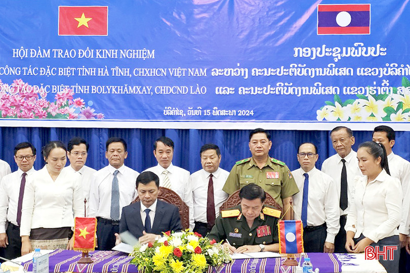 Lãnh đạo 2 tỉnh Hà Tĩnh và Bolikhămxay ký biên bản phối hợp thực hiện nhiệm vụ quy tập mùa khô 2024 - 2025. z5441971918786_2c946fc5e616cfbd523bc94760fbef68.jpg