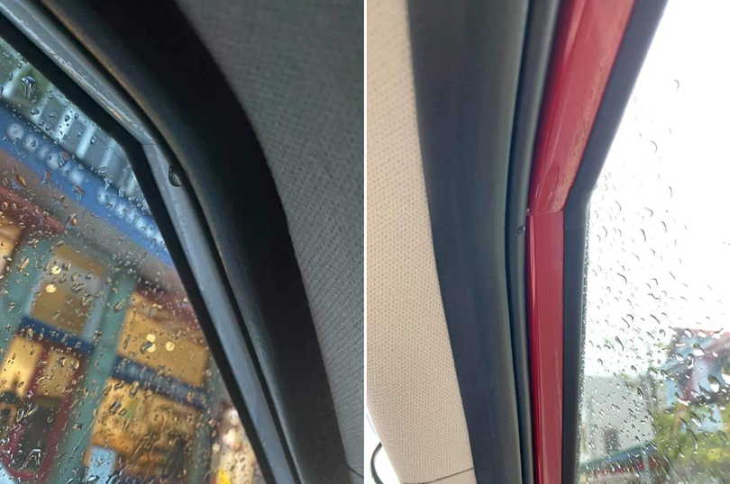 Một số ý kiến cho rằng lỗi dột nước bắt nguồn từ phần góc nhọn trên cửa xe. Ảnh: Dương Quốc Việt. Nhiều xe Kia Seltos gặp lỗi rò rỉ nước vào cabin