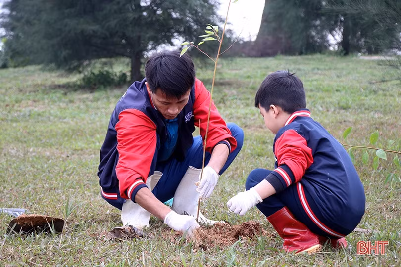 Học sinh iSchool Hà Tĩnh tham gia chiến dịch trồng cây xanh bảo vệ môi trường