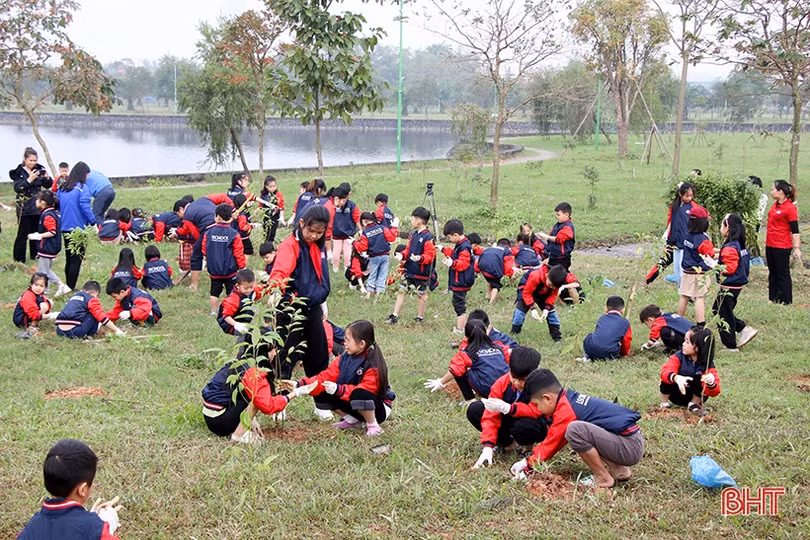 Học sinh iSchool Hà Tĩnh tham gia chiến dịch trồng cây xanh bảo vệ môi trường