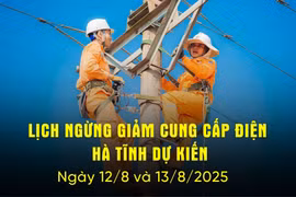 Lịch cắt điện Hà Tĩnh dự kiến ngày hôm nay 9/8 và 10/8/2025.