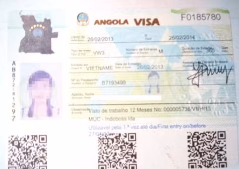 Ngày sang và ngày rời khỏi Angola trong visa của T. Ngày sang và ngày rời khỏi Angola trong visa của T.