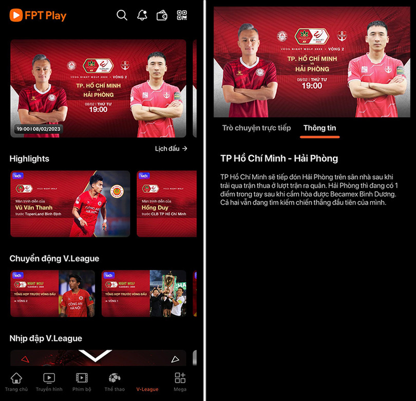 Xem trực tiếp Hồng Lĩnh Hà Tĩnh tại V.League ở đâu?