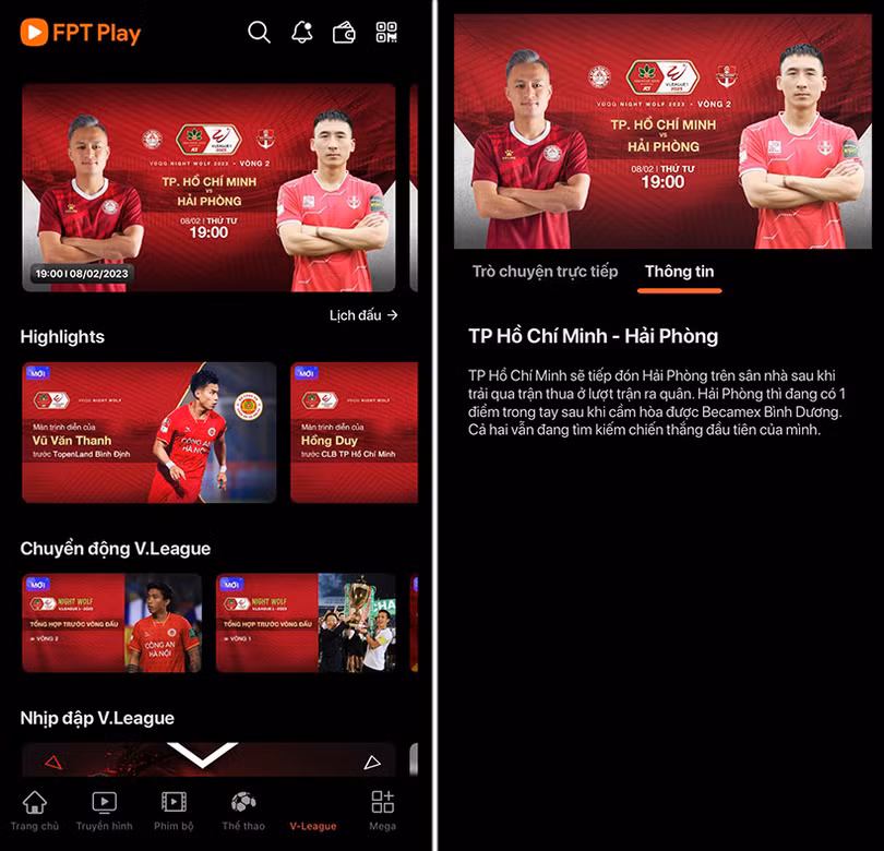 Xem trực tiếp Hồng Lĩnh Hà Tĩnh tại V.League ở đâu?