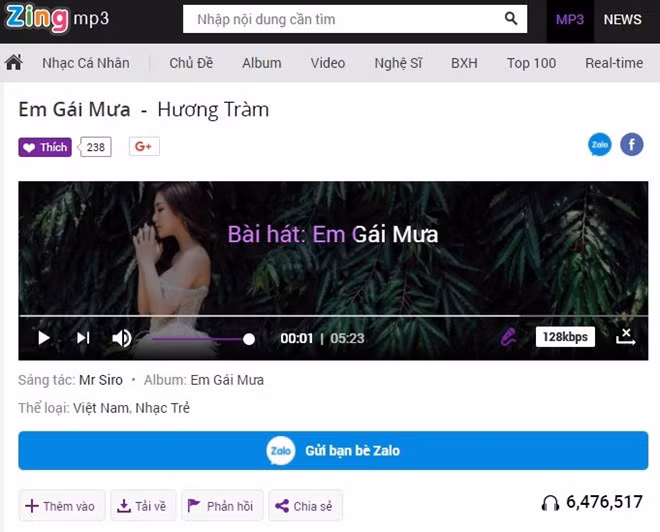 huong tram tung mv ngon tinh em gai mua gay bao
