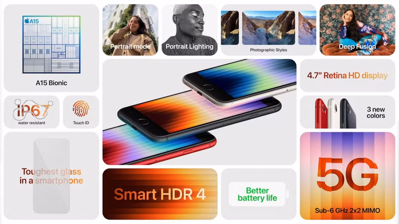 Apple ra mắt iPhone SE 2022, iPad Air 5G và máy Mac có CPU 20 nhân