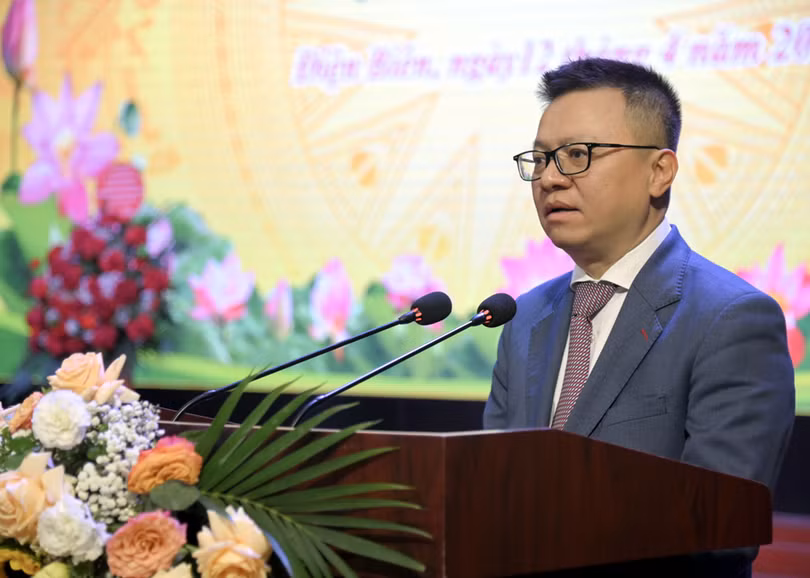 Đồng chí Lê Quốc Minh, Ủy viên Trung ương Đảng, Tổng Biên tập Báo Nhân Dân, Phó Trưởng ban Tuyên giáo Trung ương, Chủ tịch Hội Nhà báo Việt Nam phát biểu tại Lễ kỷ niệm.