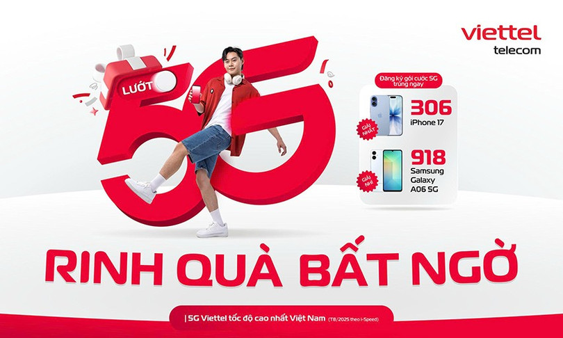 Ngày 2/10, Tổng Công ty Viễn thông Viettel công bố chương trình quay số trúng thưởng mang tên “LƯỚT 5G – RINH QUÀ BẤT NGỜ”. z7089354740431-eedd27568d448399ecfd10fd4532e091.jpg