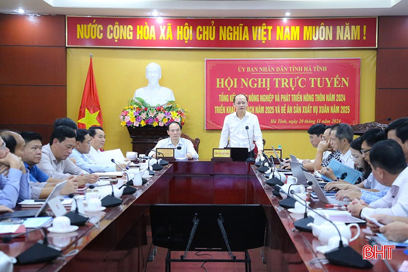 Phó Chủ tịch Thường trực UBND tỉnh Nguyễn Hồng Lĩnh, Giám đốc Sở NN&PTNT Hà Tĩnh Nguyễn Văn Việt chủ trì hội nghị. bqbht_br_img-6314.jpg