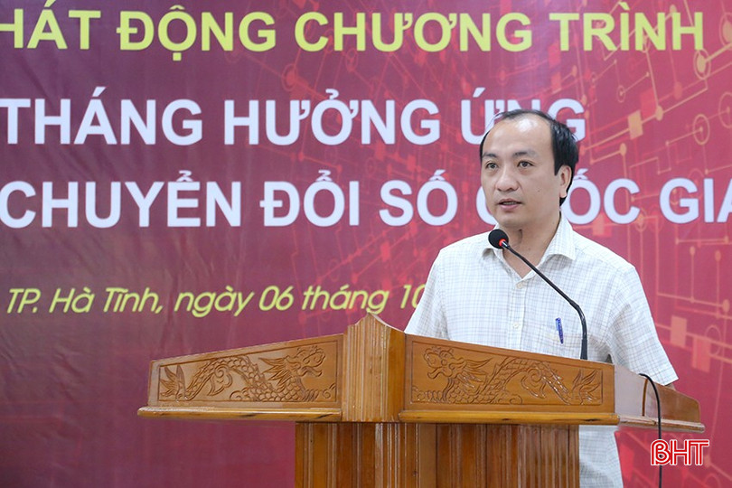 Phó Chủ tịch UBND TP Hà Tĩnh Nguyễn Duy Đức phát biểu tại lễ phát động. img-4777-8285.jpg