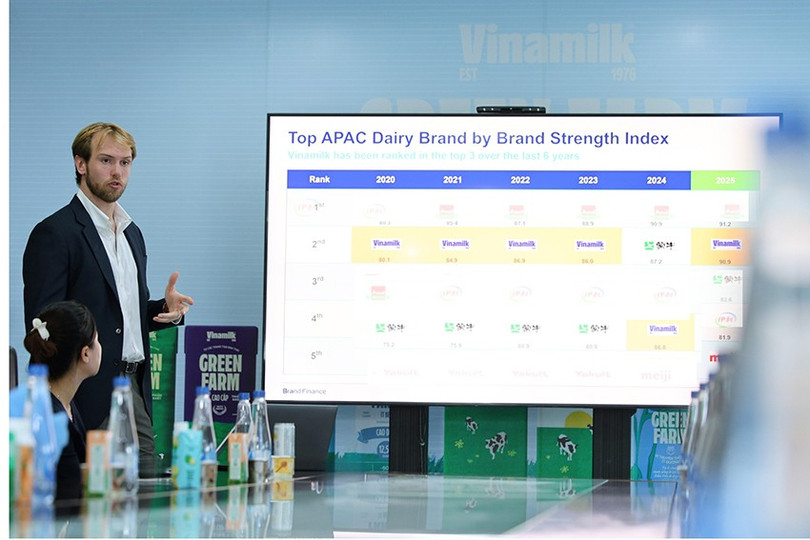 Ông Alex Haigh - Giám đốc điều hành Brand Finance khu vực châu Á - Thái Bình Dương chia sẻ về báo cáo giá trị thương hiệu năm 2025 (Ảnh: Nguyễn Hoàng). hinh-1.jpg