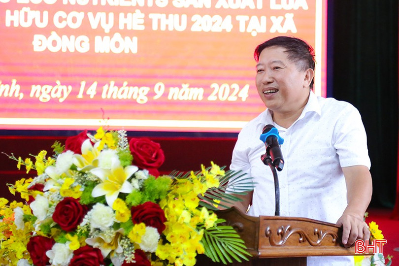 Ông Nguyễn Trí Hà - Chi cục trưởng Chi cục Trồng trọt và BVTV tỉnh Hà Tĩnh đề nghị Công ty CP Eco - Nutrients miền Trung tiếp tục mở rộng hỗ trợ các địa phương tại Hà Tĩnh sản xuất thử nghiệm trong vụ lúa xuân 2025 để có đánh giá tổng quan, toàn diện hơn về hiệu quả của chế phẩm đối với cây lúa. IMG_1379.jpg