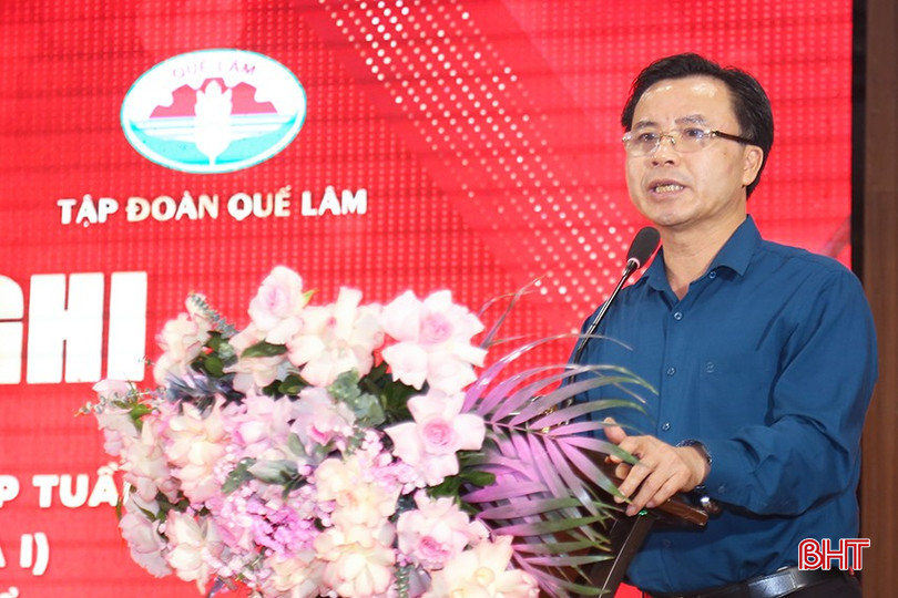 Giám đốc Sở Nông nghiệp và Môi trường Hà Tĩnh Lê Ngọc Huấn phát biểu tại hội nghị. bqbht_br_img-0129.jpg