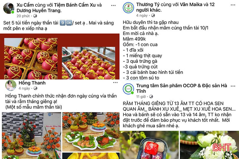 Nhiều cửa hàng, cơ sở kinh doanh lên bài đăng các món cúng lễ ngày vía Thần Tài và Rằm tháng Giêng. bqbht_br_z6288827325123-aaeaa81dedd179cc9912e2a6d3b2fab9.jpg