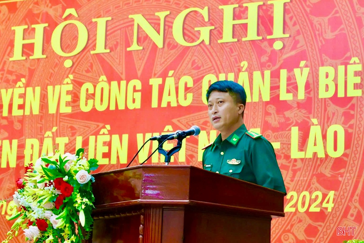 Đại tá Trần Nam Trung - Phó Tham mưu trưởng Bộ đội Biên phòng Việt Nam thông tin chuyên đề: Thực tiễn và kinh nghiệm xử lý các vấn đề phát sinh trong quản lý biên giới quốc gia trên tuyến biên giới đất liền Việt Nam - Lào của lực lượng Bộ đội Biên phòng trong thời gian qua.