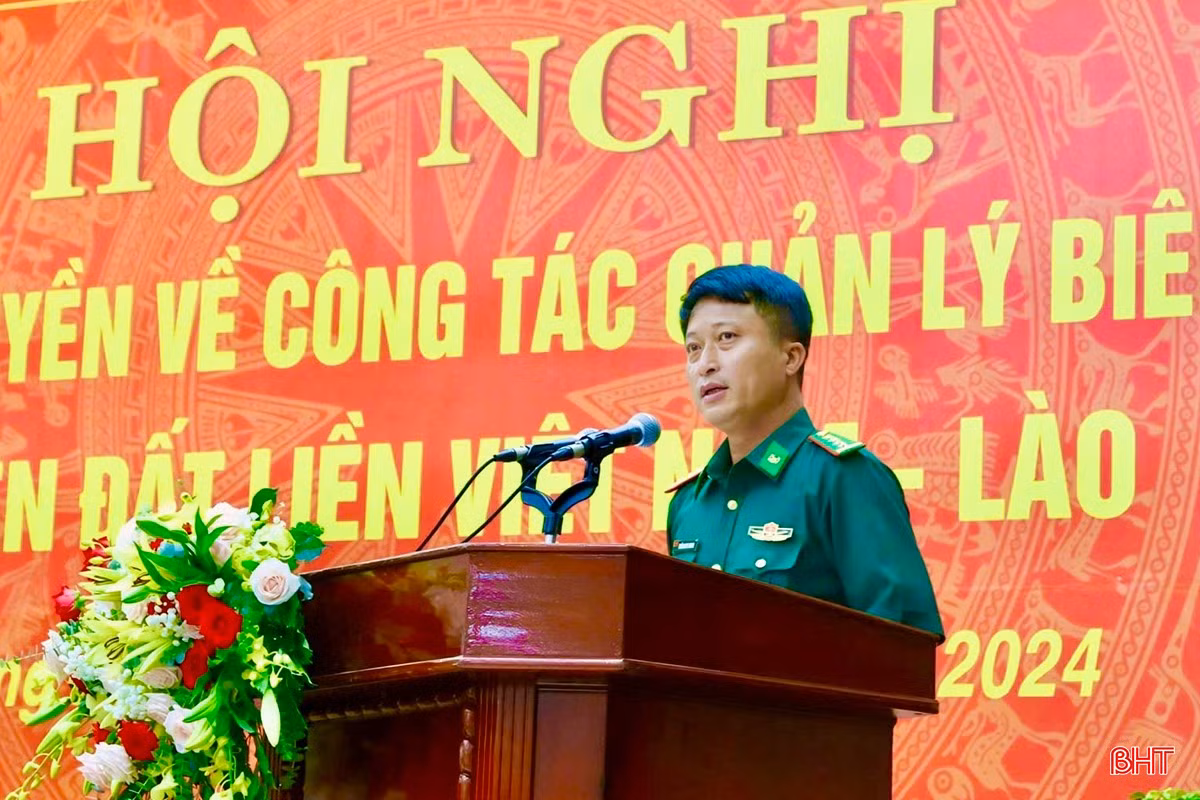 Đại tá Trần Nam Trung - Phó Tham mưu trưởng Bộ đội Biên phòng Việt Nam thông tin chuyên đề: Thực tiễn và kinh nghiệm xử lý các vấn đề phát sinh trong quản lý biên giới quốc gia trên tuyến biên giới đất liền Việt Nam - Lào của lực lượng Bộ đội Biên phòng trong thời gian qua.