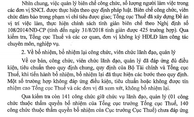 141 lãnh đạo, quản lý Tổng cục Thuế chưa đáp ứng đủ điều kiện, tiêu chuẩn ảnh 1 141 lãnh đạo, quản lý Tổng cục Thuế chưa đáp ứng đủ điều kiện, tiêu chuẩn