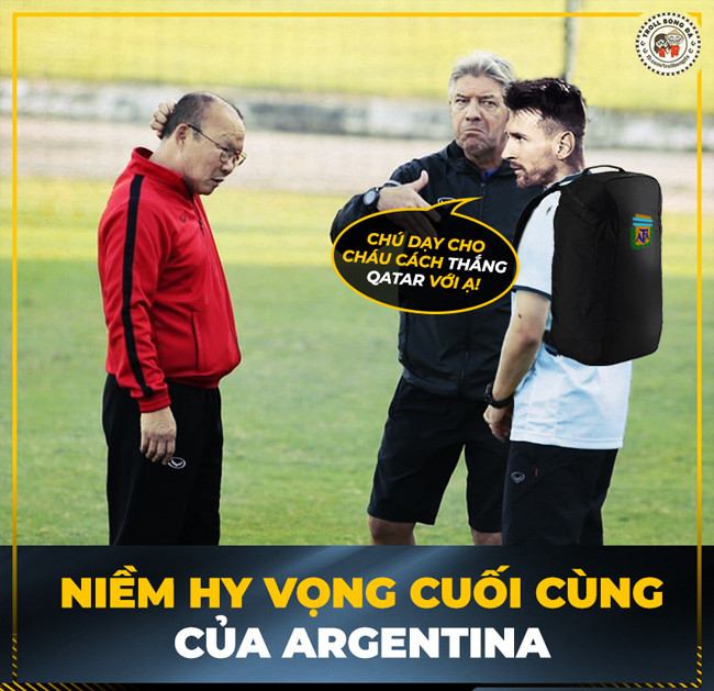 Ảnh chế Messi “cầu cứu“ HLV Park Hang Seo hiến kế để đánh bại Qatar