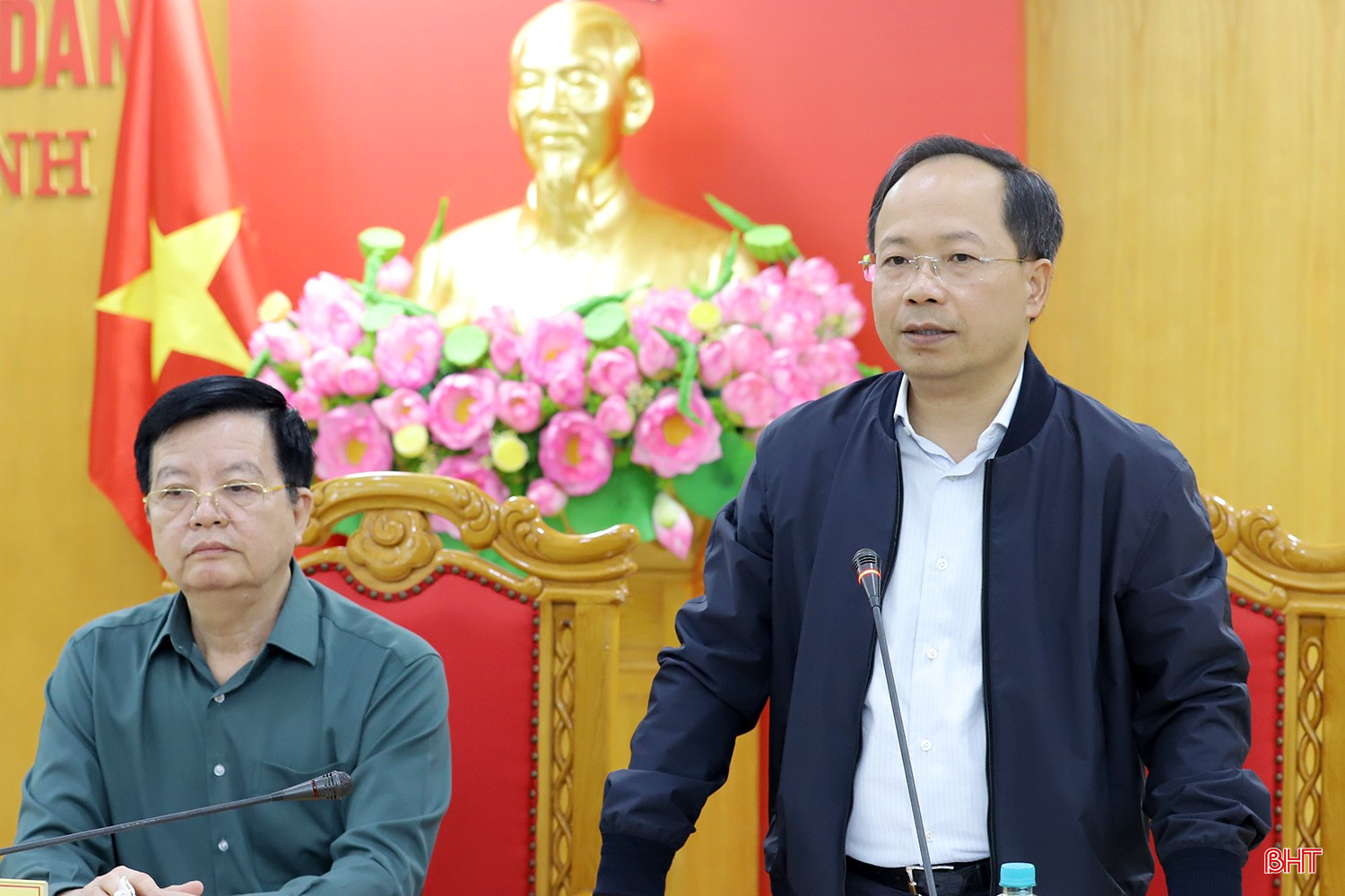 Bí thư Tỉnh ủy Nguyễn Duy Lâm phát biểu tại cuộc làm việc. bqbht_br_pho-thu-tuong-kiem-tra-mua-lut-ha-tinh-6.jpg