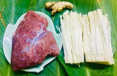 Tan sở làm bò cuộn nấm kim châm sốt xì dầu ngon cuốn lưỡi