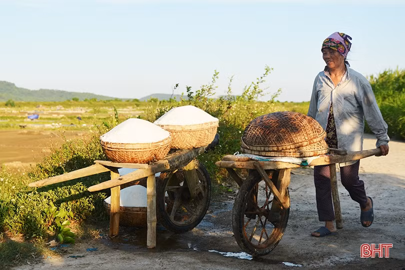 Diêm dân Hà Tĩnh: Trời càng nắng, đồng muối càng bội thu