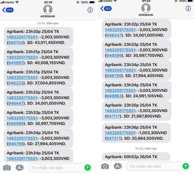 400 tài khoản Agribank bị hack, nhiều người mất tiền trong đêm ảnh 1 400 tai khoan agribank bi hack nhieu nguoi mat tien trong dem