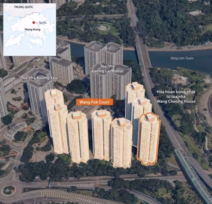 Cụm chung cư Wang Fuk Court. Đồ họa: CNN