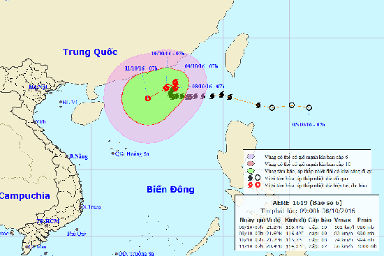 bao so 6 giat cap 12 di chuyen theo huong bac