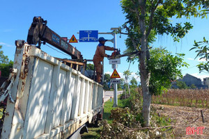 Giải tỏa lấn chiếm hành lang giao thông trên các tuyến quốc lộ qua Hà Tĩnh