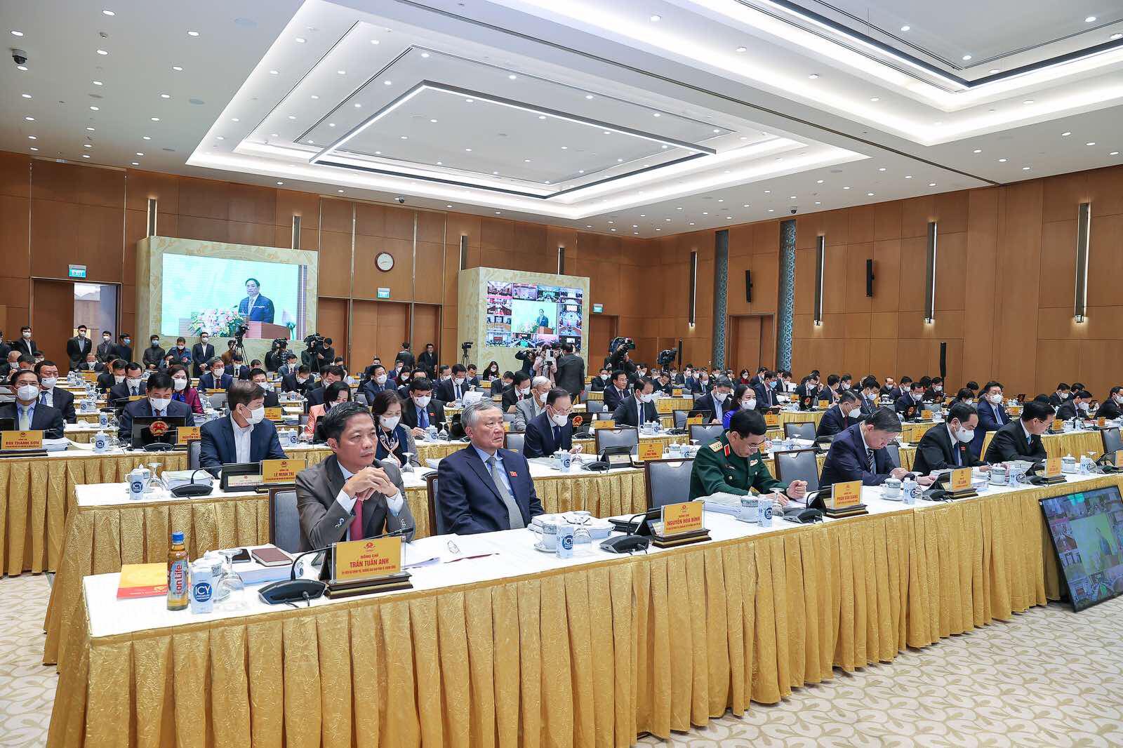 Các đại biểu dự hội nghị Chính phủ với các địa phương đánh giá kết quả năm 2021, triển khai nhiệm vụ năm 2022. Ảnh: VGP/Nhật Bắc Hội nghị Chính phủ với các địa phương triển khai nhiệm vụ năm 2022