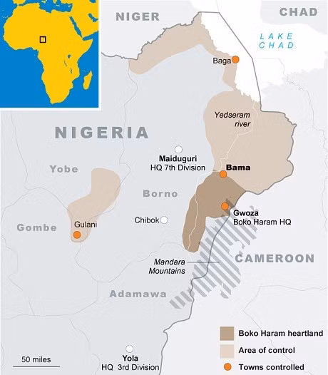 Số vụ trẻ em đánh bom tại khu vực Tây Phi, nơi Boko Haram đóng quân, đang ngày càng tăng. Đồ họa: Telegraph. su tu cua is lan song tre danh bom lan rong