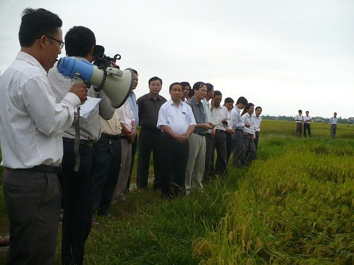 Các đại biểu tham quan mô hình VTNA- 2 tại xã Cẩm Bình