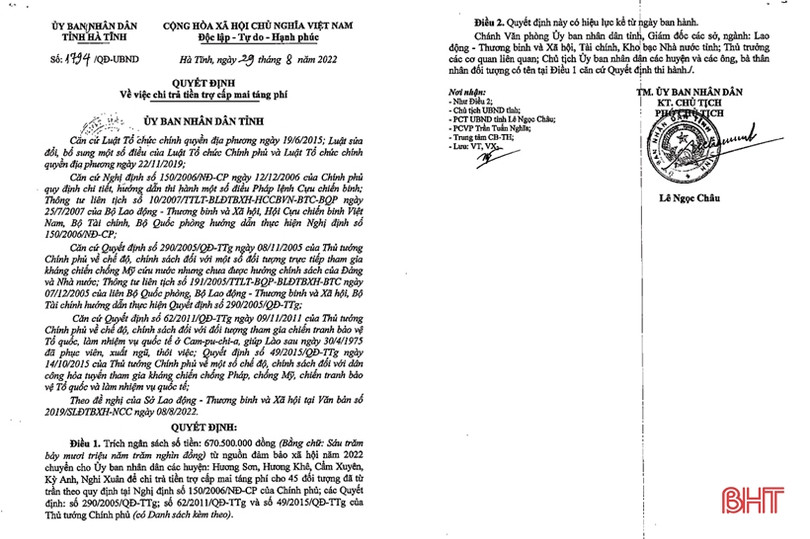 Hà Tĩnh chi trả hơn 15 tỷ đồng trợ cấp mai táng phí cho thân nhân người có công