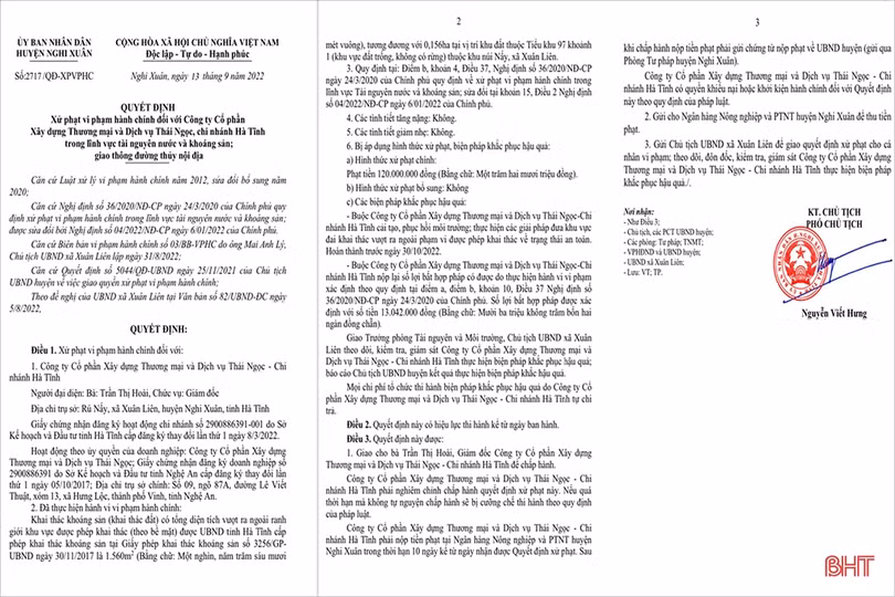 Phạt 120 triệu đồng với doanh nghiệp khai thác đất vượt ranh giới được cấp phép ở Nghi Xuân
