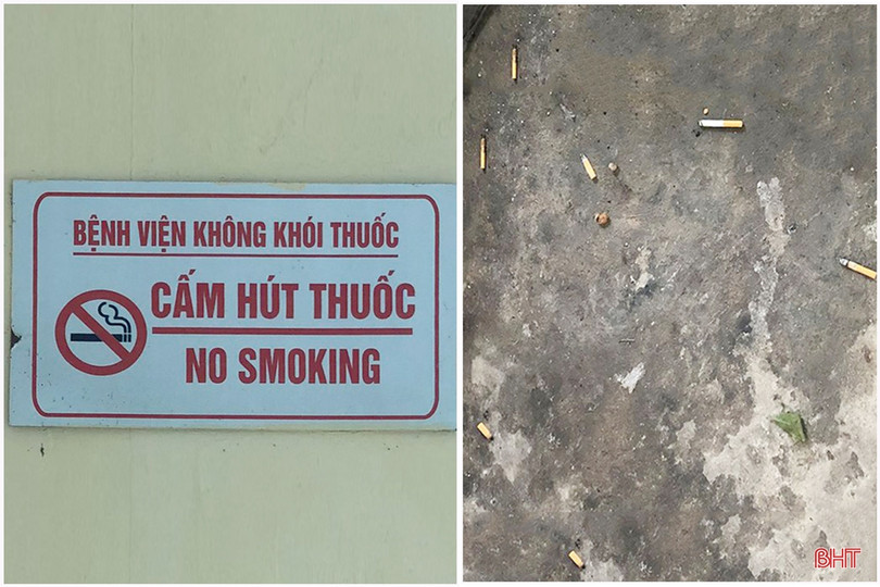 Vô tư “nhả” khói thuốc trong khuôn viên bệnh viện