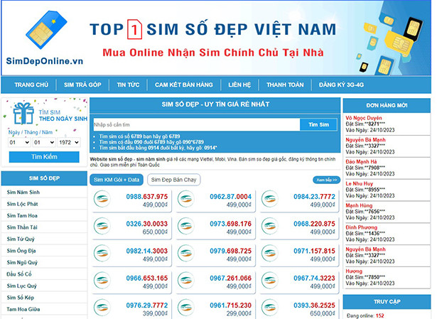 Sim Đẹp online - Địa chỉ mua sim ngũ quý số đẹp uy tín