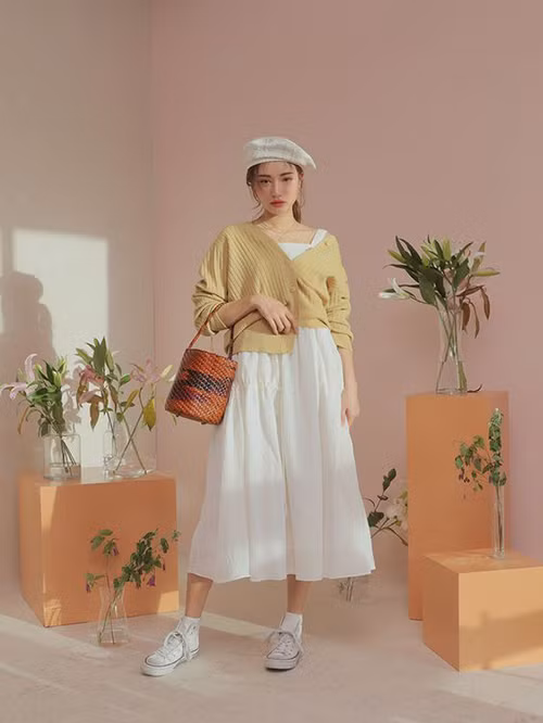 Phối trang phục dệt kim để set đồ mùa thu của phái đẹp thêm cuốn hút