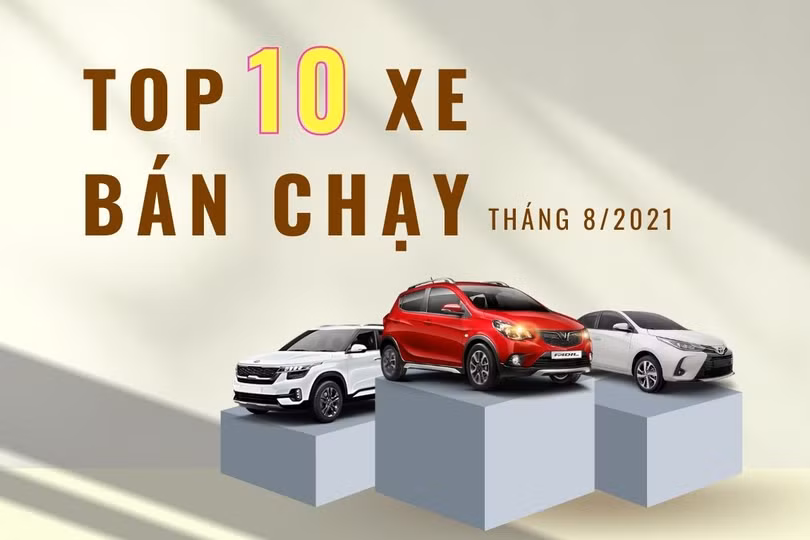 Top 10 xe bán chạy nhất tháng 8/2021: Chỉ duy nhất 1 xe có doanh số trên 1.000