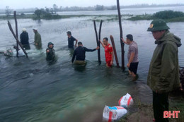 Gia cố nhanh bờ bao moong mỏ dự án mỏ sắt Thạch Khê bị sạt lở